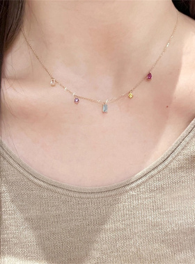 彩色锆石项链多巴胺超闪