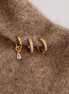 925银针不对称水滴个性耳圈2024新款爆款轻奢时尚气质高级感耳环