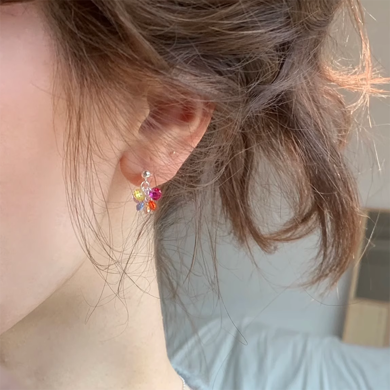 925银针彩色水晶串珠耳钉2025新款爆款夏日多巴胺气质氛围感耳环,饰品/流行首饰/时尚饰品新,耳钉,淘宝优惠券,粉丝福利购,淘宝优惠卷