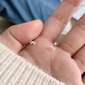 可爱甜美温柔蝴蝶结螺丝拧耳钉925银针养耳洞睡觉不用摘百搭耳环