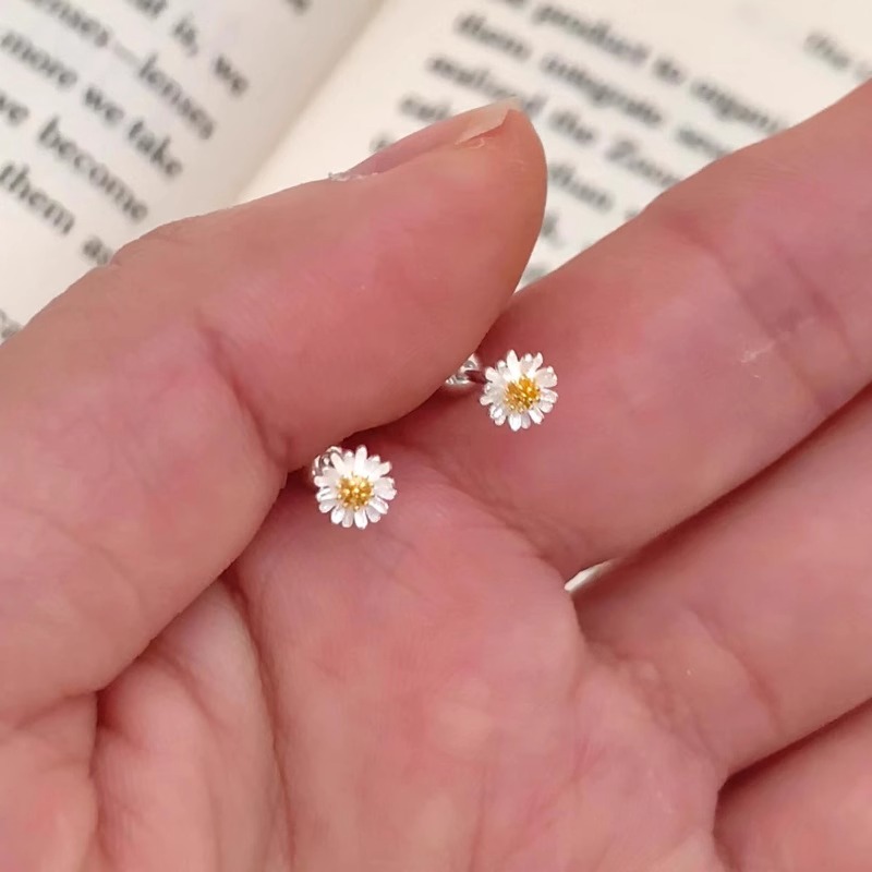 925银针小雏菊耳钉小清新