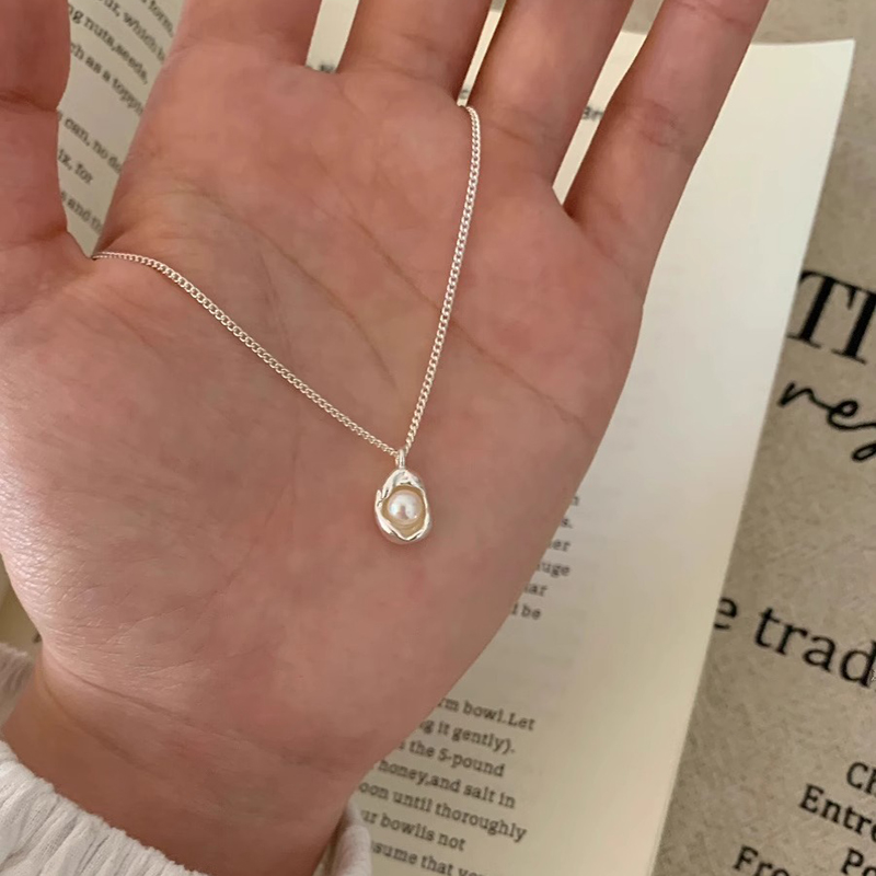 小众设计感一颗珍珠吊坠项链