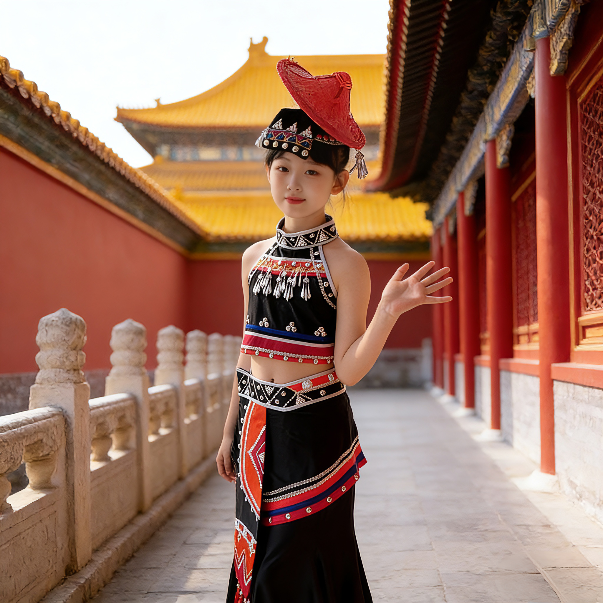 定制原版傣族花腰舞蹈服装《般般入画》 儿童艺考演出服装考级服
