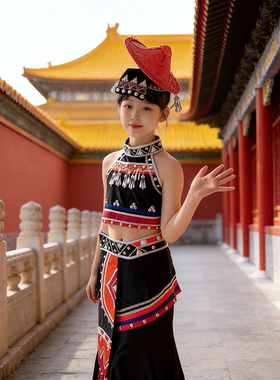 定制原版傣族花腰舞蹈服装《般般入画》 儿童艺考演出服装考级服