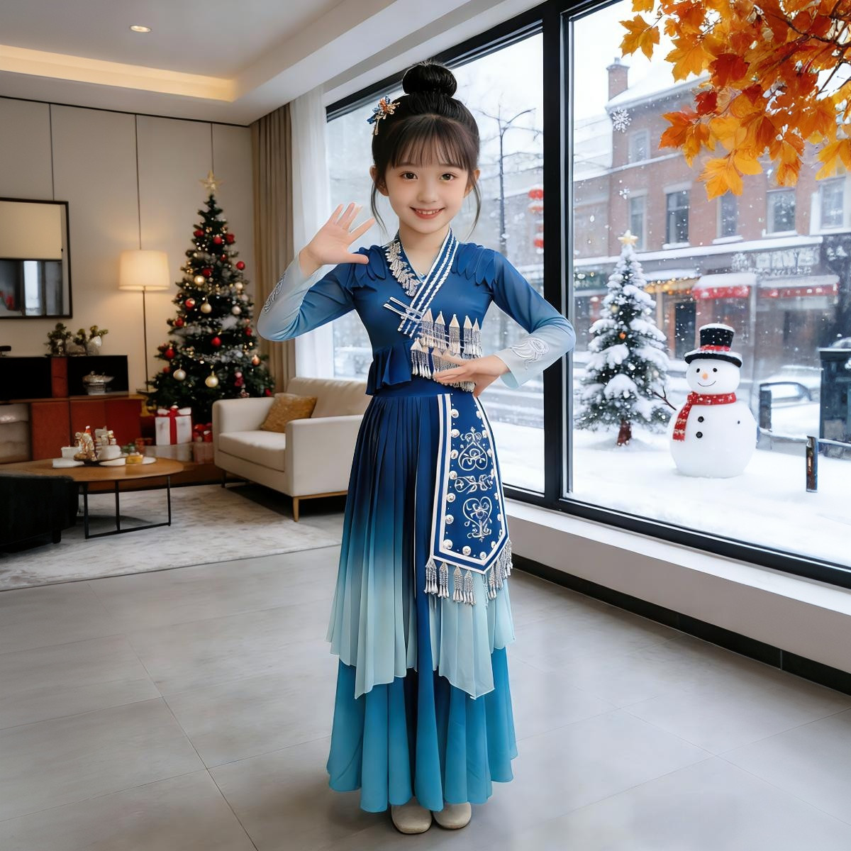 苗族《花儿》艺考服桃李杯少儿独舞演出服儿童古典舞服剧目表演服