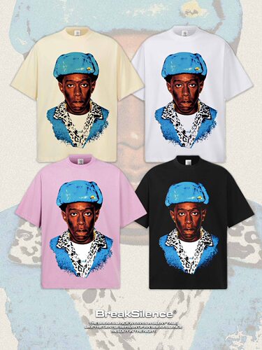 Tyler the Creator美式嘻哈人物印花短袖T恤男宽松纯棉小领口半袖