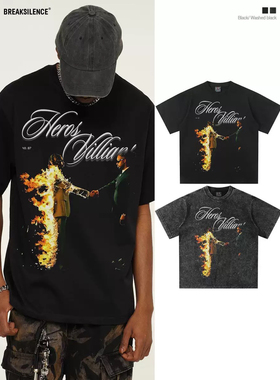 美式复古嘻哈说唱MetroBoomin重磅T恤男女vintage宽松纯棉半袖ins