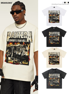 Pantera重金属摇滚乐队短袖t恤男女美式街头嘻哈重磅纯棉宽松半袖