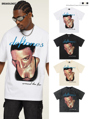 Deftones摇滚乐队短袖t恤男美式复古300g重磅纯棉小领口情侣半袖