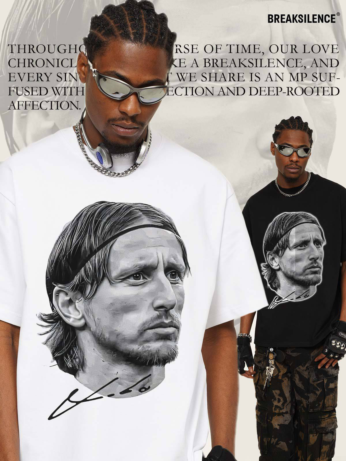 美式球星莫德里奇人物头像印花短袖T恤男美式潮牌宽松纯棉半袖ins