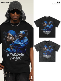 美式嘻哈说唱Kendrick短袖T恤男女街头hiphop宽松纯棉百搭半袖ins