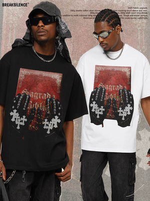 美式街头圣的法典Holy Code印花t恤男女300g重磅纯棉宽松休闲短袖