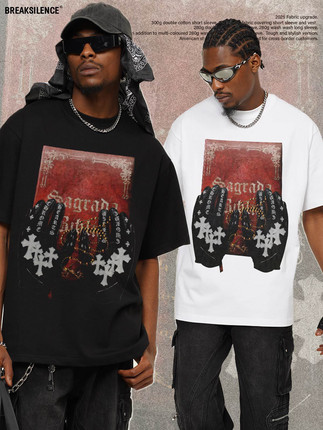 美式街头圣的法典Holy Code印花t恤男女300g重磅纯棉宽松休闲短袖