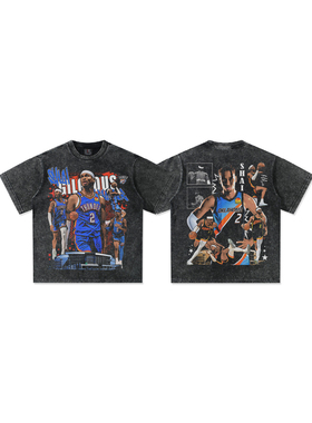 谢伊Shai篮球星水洗做旧短袖t恤男女欧美潮牌重磅纯棉宽松小领口