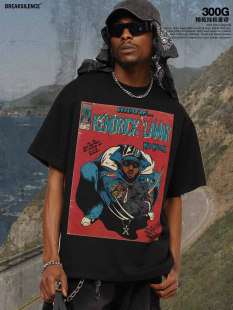 男街头vintage CUBE直喷印花短袖 宽松纯棉上衣 西海岸嘻哈ICE 美式