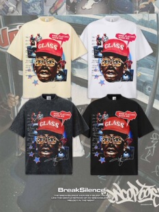 泰勒 复古嘻哈水洗做旧短袖 T恤男女300g重磅纯棉半袖 Creator美式