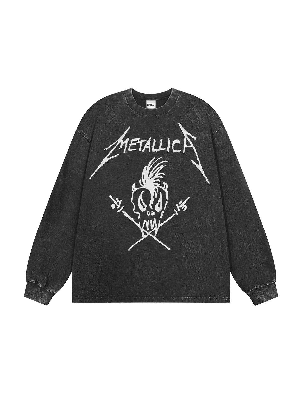 美式复古METALLICA乐队水洗做旧vintage短袖t恤男女宽松纯棉长袖
