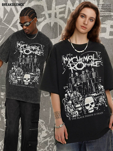 My Chemical Romance乐队短袖T恤男美式复古嘻哈宽松纯棉休闲半袖