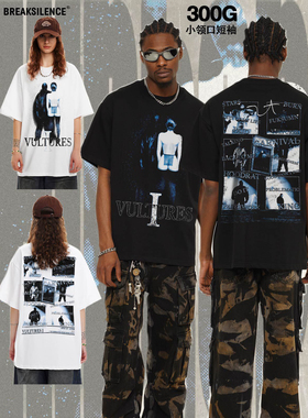 美式嘻哈说唱Kanye短袖T恤男女夏季潮牌oversize宽松纯棉百搭半袖