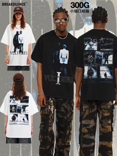 潮牌oversize宽松纯棉百搭半袖 T恤男女夏季 嘻哈说唱Kanye短袖 美式