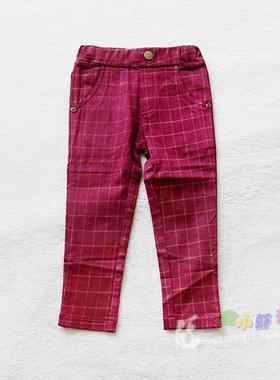 DODOMO多多摩品牌童装男孩英伦红色格子休闲长裤男童弹力春秋裤子