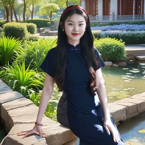 新中式复古修身开叉旗袍连衣裙