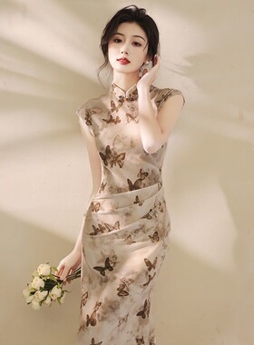 法式旗袍鱼尾裙2025新款新中式女中国风年轻款优雅气质日常连衣裙
