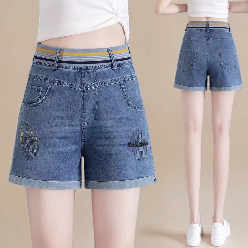 高腰牛仔短裤女夏天新款外穿弹力大码显瘦短裤薄款女短裤时尚遮肉