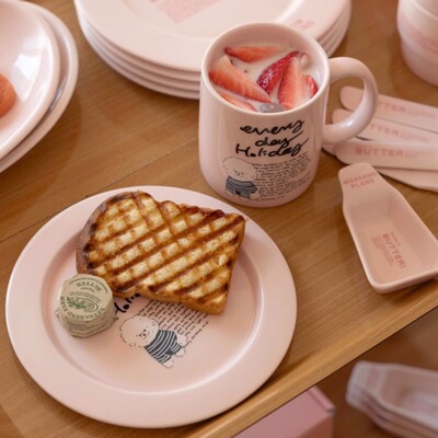 正品授权现货韩国momur weekend8狗狗系列陶瓷马克杯甜品早餐盘碗