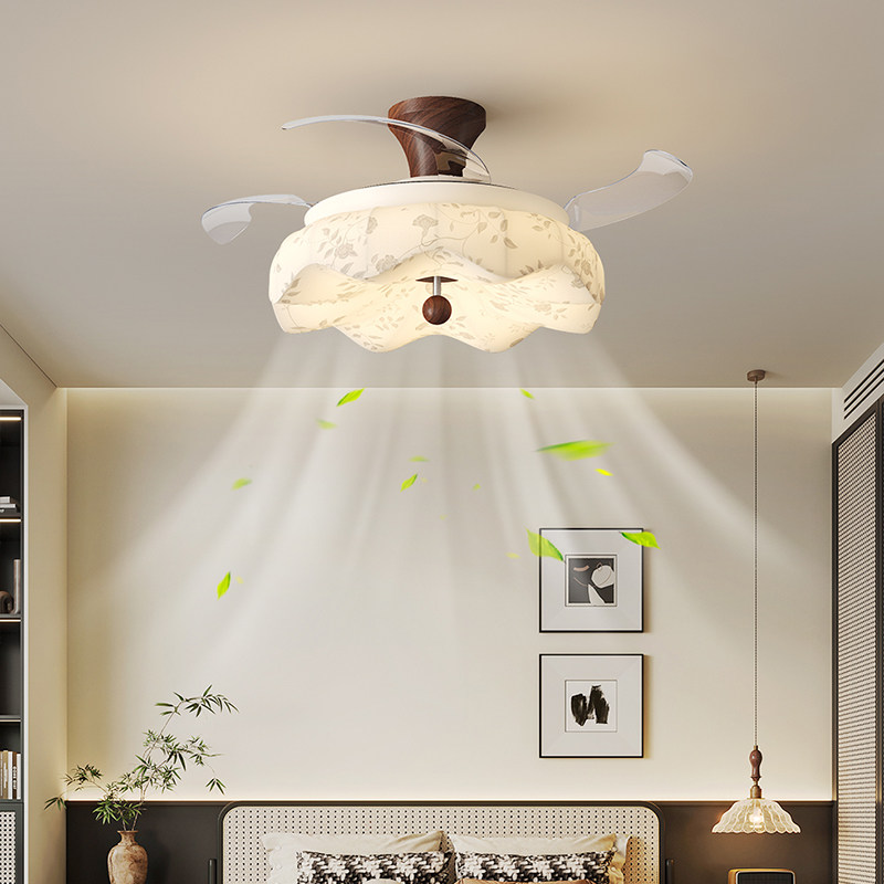 宋代美学隐形风扇灯中古风全光谱护眼吊扇灯新中式主卧灯中山灯具