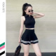 新款 裸感外穿背心防走光假两件百褶裙 瑜伽健身高尔夫球服套装