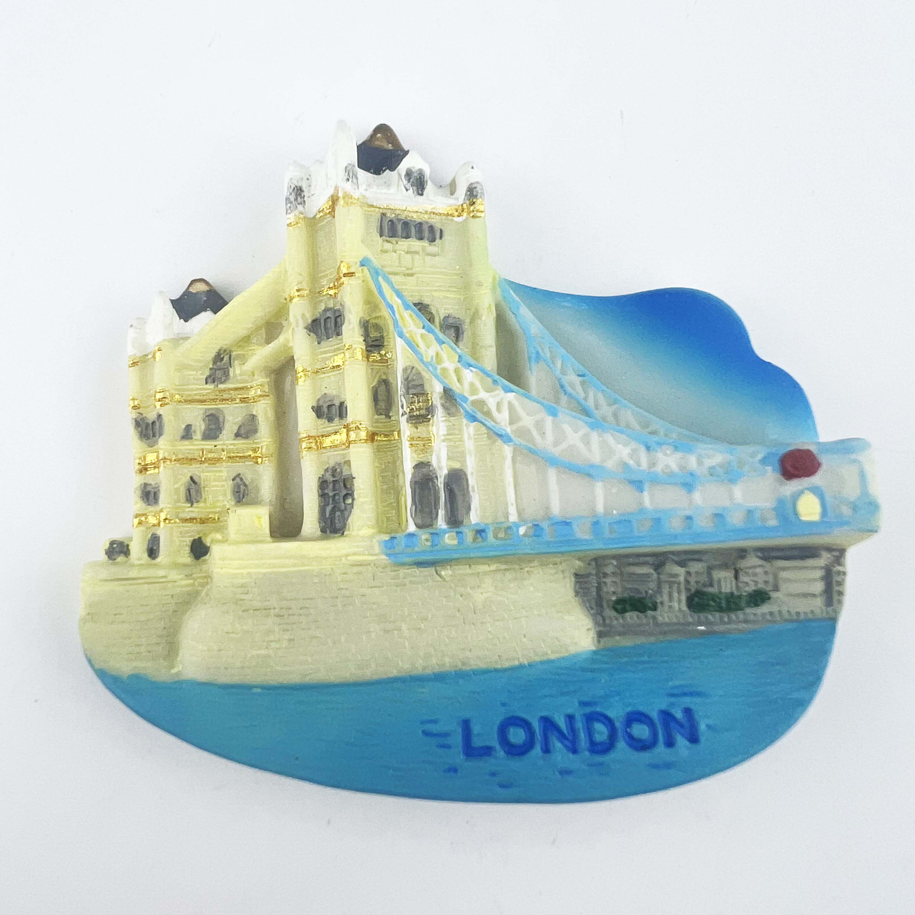 英国伦敦塔桥地标景点创意旅游纪念装饰树脂工艺品礼物磁铁冰箱贴