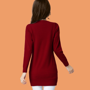毛衣女宽松外穿中长款羊毛衫2022春装新款针织上衣低领打底衫内搭