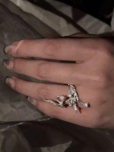 复古设计铃兰花戒指戒环ins风白银色饰品高级感开口戒法式国风女