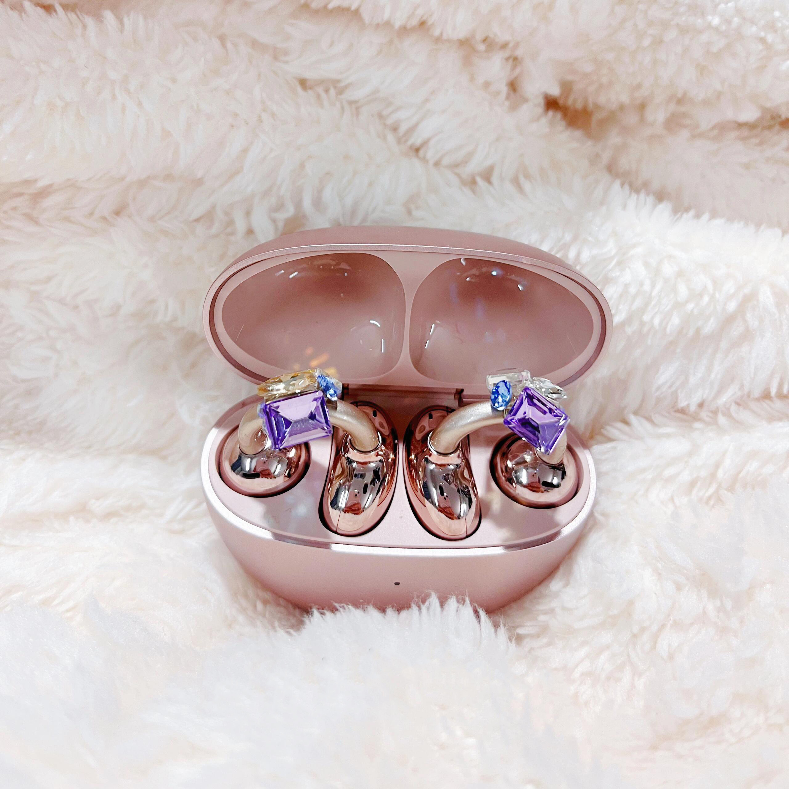 适用于freeclip耳机钻扣多巴胺炫彩锆石耳夹扣小众甜美风装饰配饰