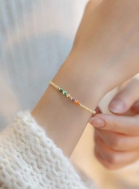 招财一夜暴富极细黄水晶手链女