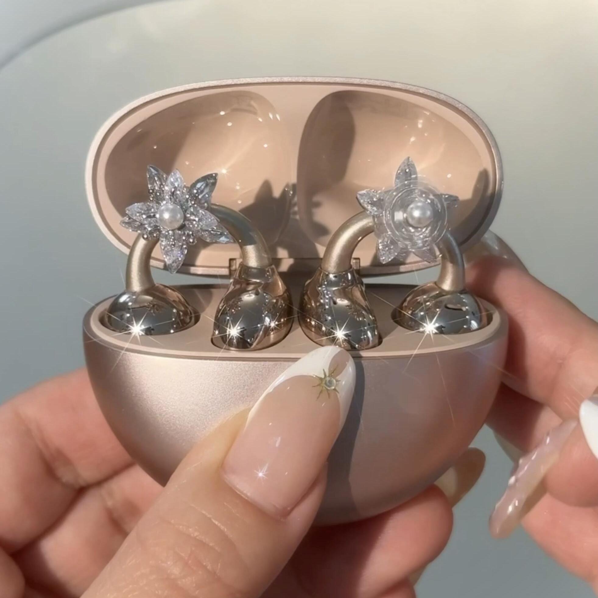 适用于freeclip耳机钻扣仿珍珠雪花耳夹扣freeclip2小众耳饰配饰