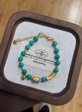 新中式仿绿松石转运筒手链手串女国风高级感显气质手饰小众饰品