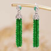新中式 风翡翠色珠珠流苏镀18K色仿钻石耳坠女耳饰显气质经典 设计
