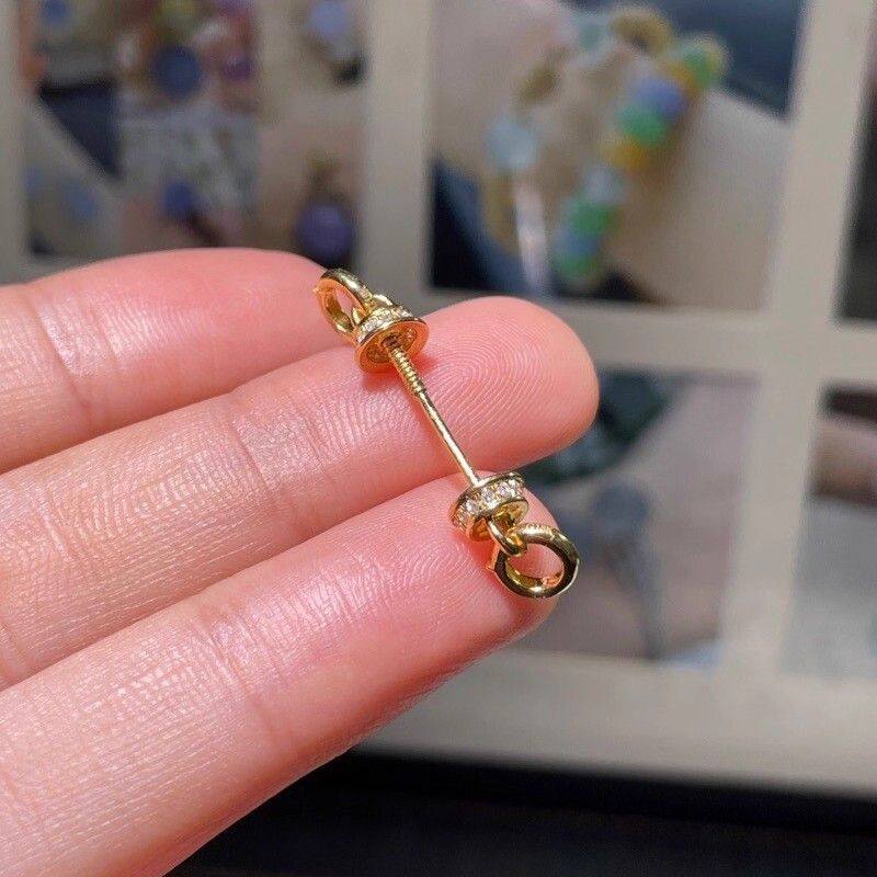 镀18k色单珠吊坠扣万能螺丝旋扭扣可拆卸diy串珠空托配件精致高级