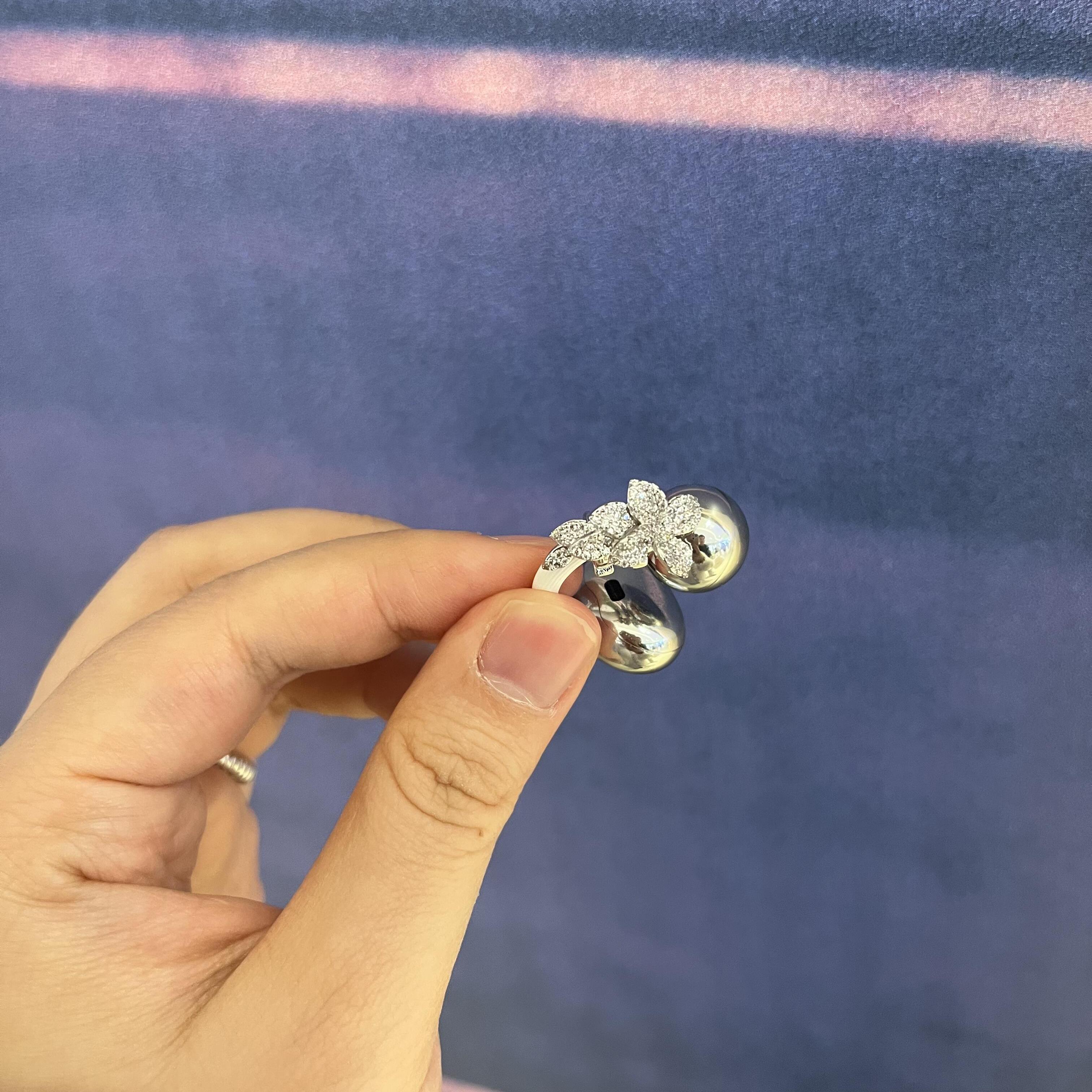 满钻花朵耳机钻扣适用于freeclip2耳夹扣精致高级感耳饰diy配饰