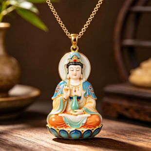 净瓶莲座观音吊坠金属花雕项链复古国风送朋友毛衣链显气质纳福