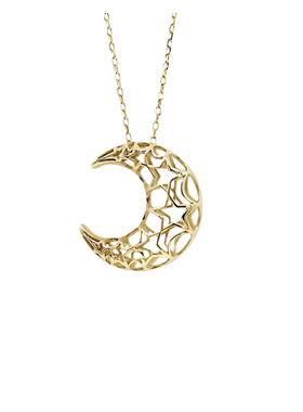 镂空星星月亮吊坠项链18k金色高颜值简约设计感百搭饰品明星同款