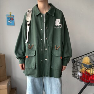 1404-3-S607-P65港风夹克牛仔外套高品质做工精细,裙式中长款外套搭配图片图片