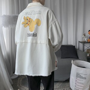 1404-2-S607-P70男女新款毛边新款港风外套夹克情侣上衣图片