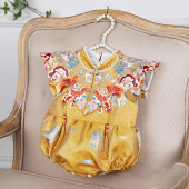 一周岁女宝宝礼服2025金色旗袍满月婴儿百日宴中式 抓周宴衣服夏季