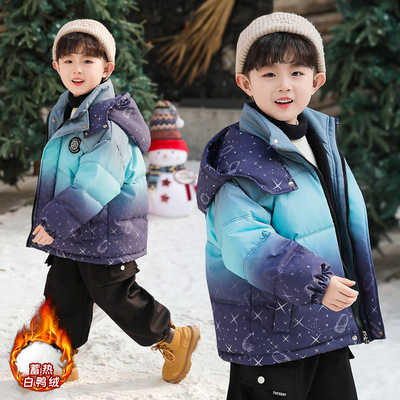 儿童羽绒服冬装男童加厚白鸭绒外套2025新款男孩宝宝保暖连帽棉衣