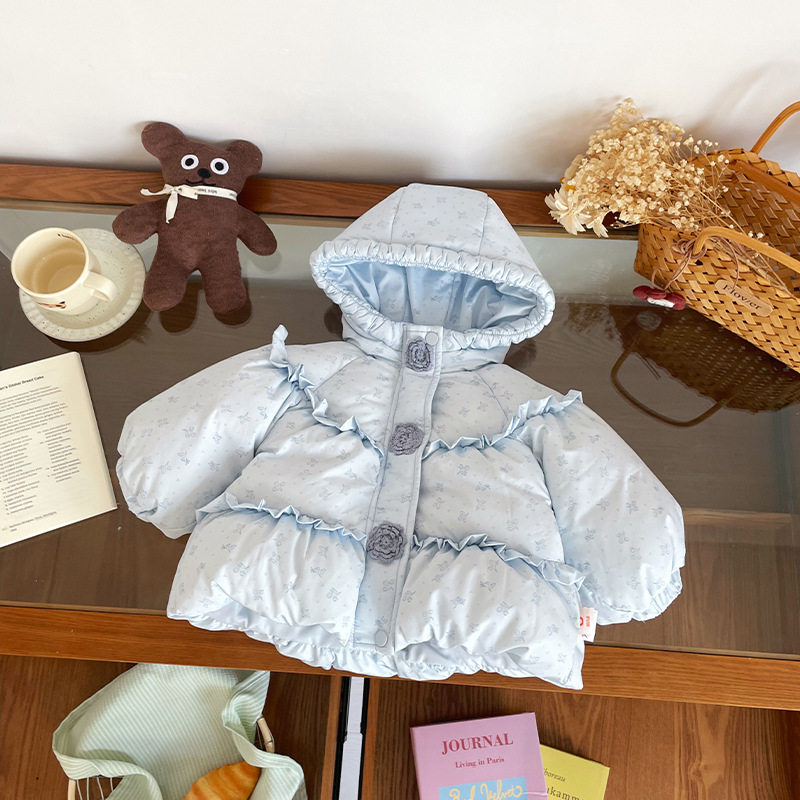 【现货】DW257013儿童羽绒服2025冬碎花新国标90白鸭绒女童羽绒服