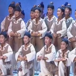 儿童国学服装书童汉服表演新学堂歌弟子规三字经古诗歌朗诵演出服