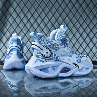 男鞋冬季新款莆田男青少年大码白色减震透气球鞋高帮篮球运动潮鞋